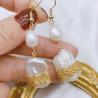 Buy cheap Natural Baroque Pearl Earring Fashionn Baroque Statement Wide Pearl Metallic Hoop Earring For Women New Big pearl Earing from wholesalers