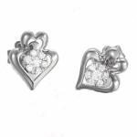 Hot Sale 18K Rose Gold White Gold Heart Stud Earrings for Women Gift (GDE010)