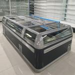 Supermarket Island Freezer Sliding Glass Curved Lid Chest Combined Island Fridge