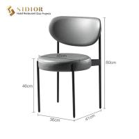 Buy cheap Stainless Steel Frame Grey Leather Dining Chairs 41cm Width Modern Room Chair product