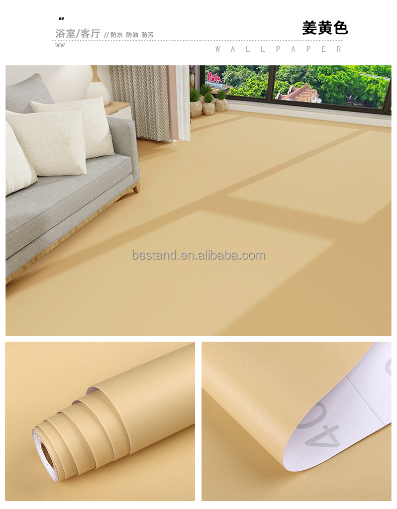 Modern Design Style Crystal TPH Fire Resistance Self Adhesive Wallpaper Sticker for Wall and Floor in Plain Color