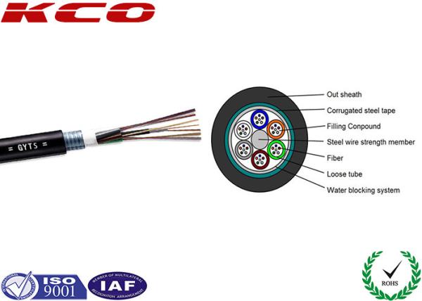 Buy cheap GYTS Armored Outdoor Optical Fiber Cable Multimode Steel Wire Strength Member from wholesalers