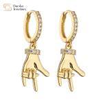 18k Plated Heart Charm Hoop Earrings Zircon Stone Ear Cuffs Jewelry