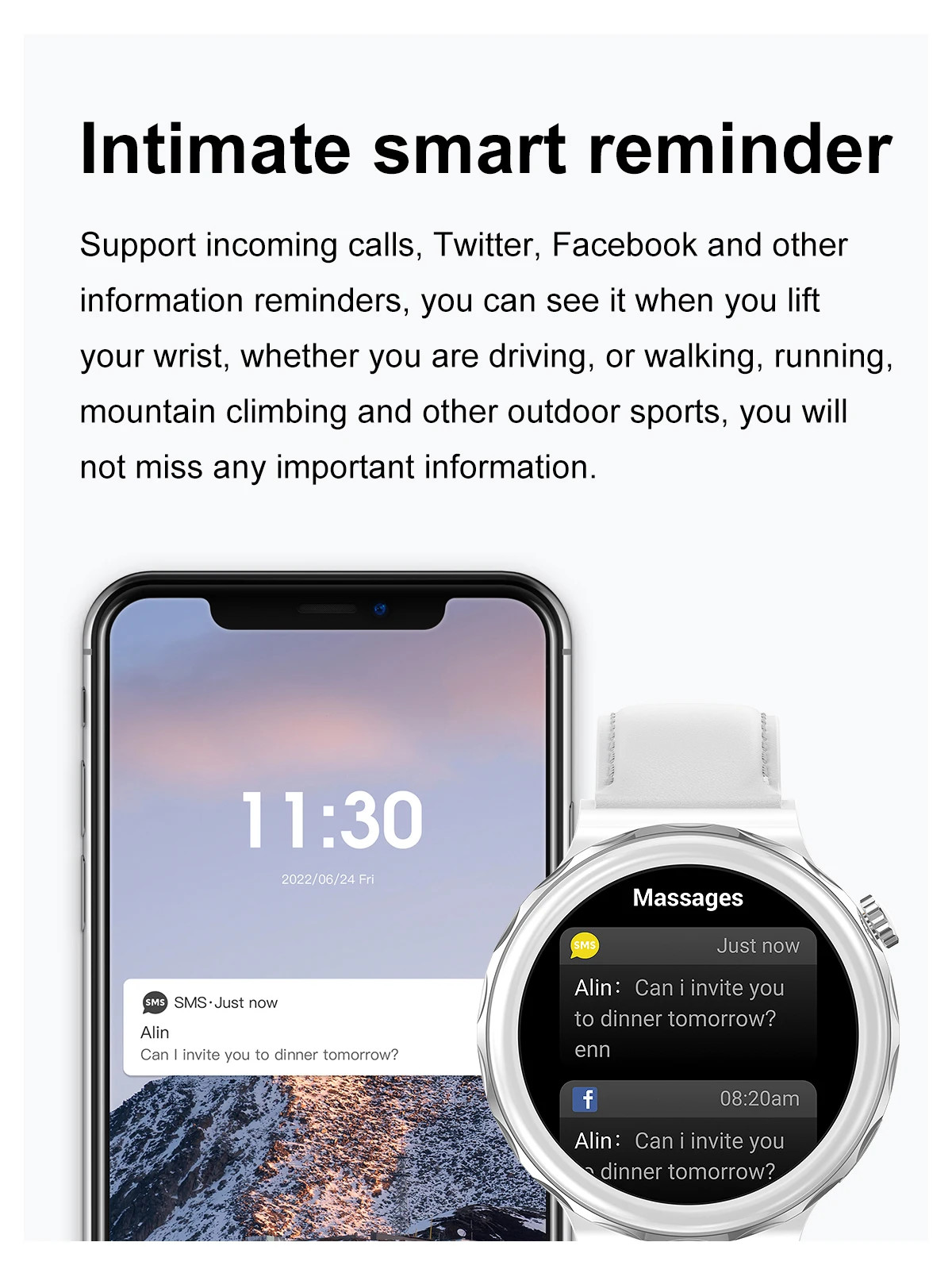 Full Color Round Amoled Display Bluetooth Ladies Smart Watch NFC BT5.0 Call 1.36" 390x390