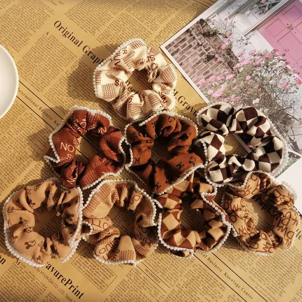 Buy cheap Pearl Lace Fabric Hair Scrunchies Rubber Band Tie Elastic Letter Fashion 12g from wholesalers