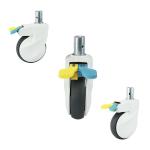 Soft Grey TPR Threaded Stem Swivel Medical Casters 4 Inch 220LBS Silent Cart