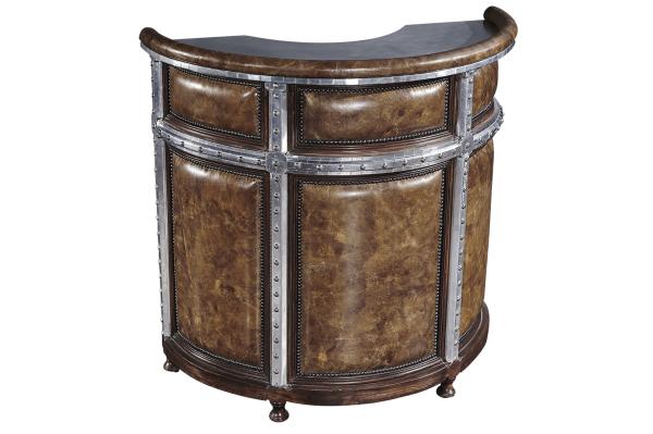 Solid Wood Frame Backless Counter Height Bar Stools Vintage Brown Leather Brass