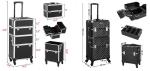 2 In 1 Aluminum Makeup Trolley Case Pink Color On Wheels