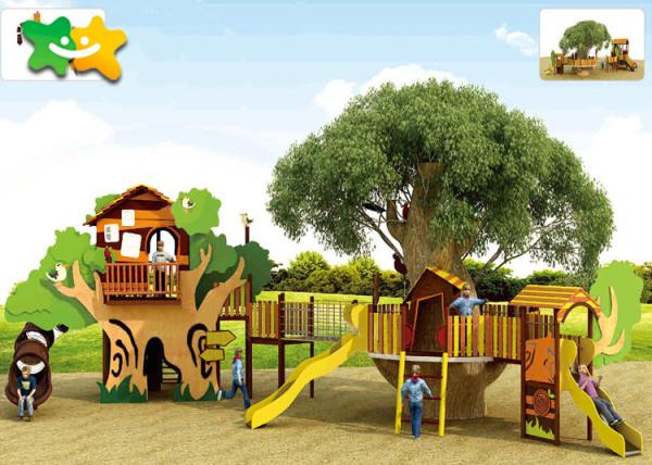 Buy cheap Kindergarten Wooden Playground Slide 1250*1350*520 Cm With Climbing Bridge from wholesalers