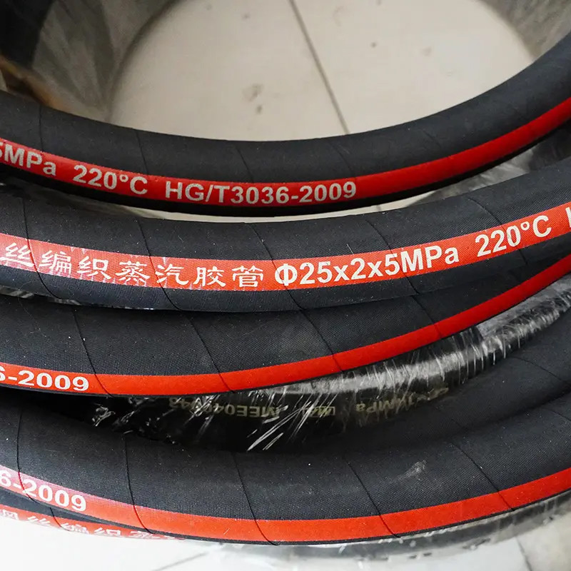 Industrial Braided Steam Hose Black Blue Fittings Acid Resistant