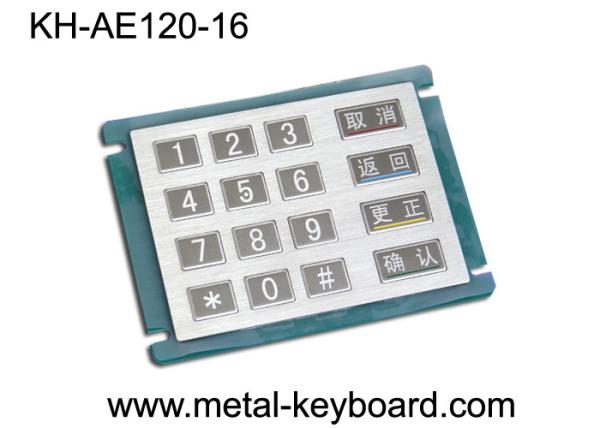 Quality 16 Keys Stainless Steel Metal Numeric Keypad In 4x4 Matrix , Vandal proof for sale
