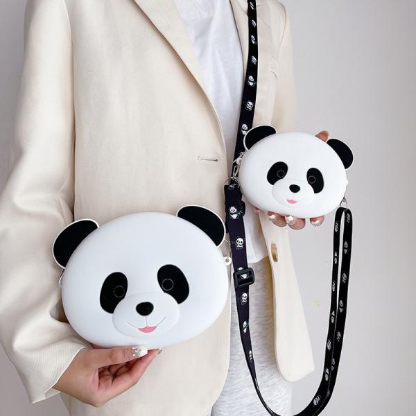 Buy cheap Panda Durable Silicone Pencil Case For Kids Crossbody Purse Bag Shoulder Handbag Coin Wallet Bag Makeup Storage Bag from wholesalers