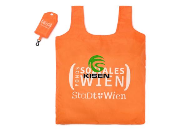 190t Lightweight Reusable Shopping Bags , Logo Printing Orange Reusable Shopping