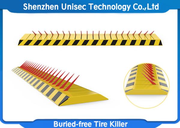 Yellow Color Tyre Spike Barrier / Killer Waterproof Function , Stainless Steel