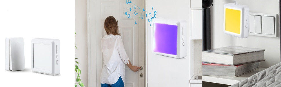 Self-Power Weatherproof Transmitter Plug in Night Lights with Wireless Doorbell