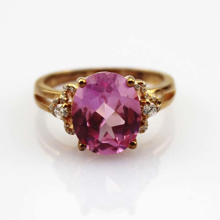Fashion Jewelry Rose Gold Plated 925 Silver Ring 9mmx11mm Pink Cubic Zircon (R241)