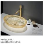 Bathroom Hand Wash Glass Basin Sink Oval Shape Hotel Clear Colorful Vessel