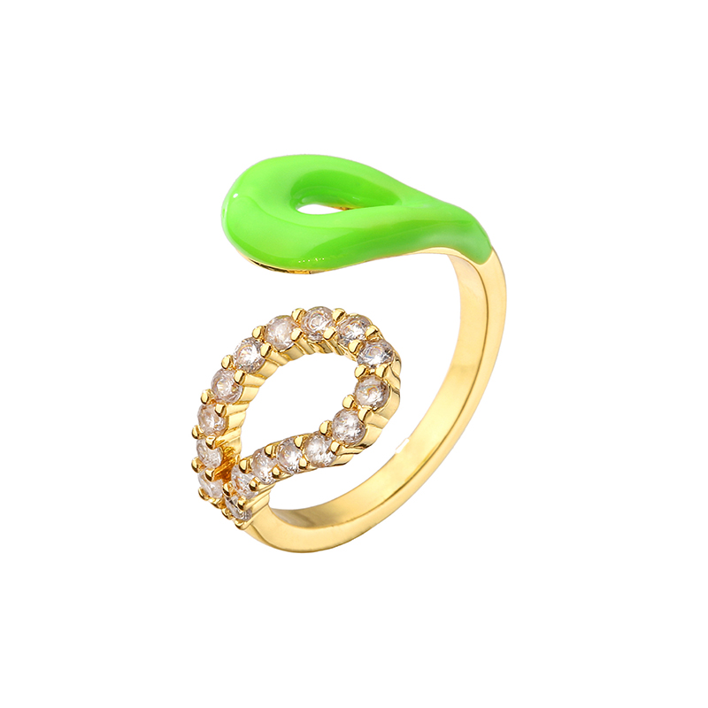 18K Real Gold Plated Adjustable Diamond Rings Colorful Enamel Geometrics
