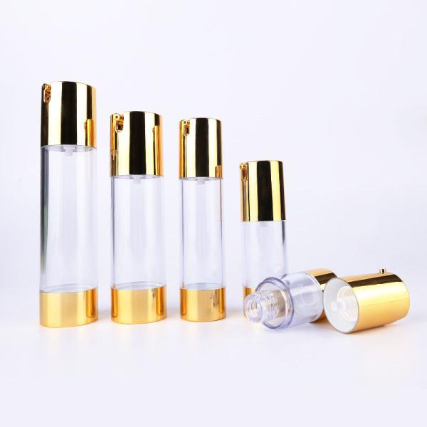 Buy cheap Gold Transparent Airless Cosmetic Bottles For Lotion Spray 30ml 50ml from wholesalers