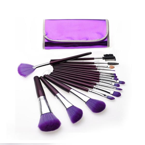 Buy cheap Purple 16pcs Cosmetic Makeup Brush Set Eco Friendly Painting Wood from wholesalers