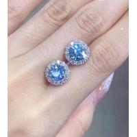 Buy cheap Lab Created CVD diamond earrings Blue Round Shape IGI Certified 18k Gold Studs product