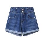 BEIANJI Knitted High Waisted Ladies Casual Denim Shorts