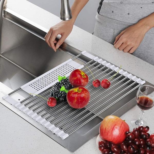 Buy cheap Roll Up Kitchen Stainless Steel Dish Drainer Cups Dish Drying Rack Over The Sink from wholesalers