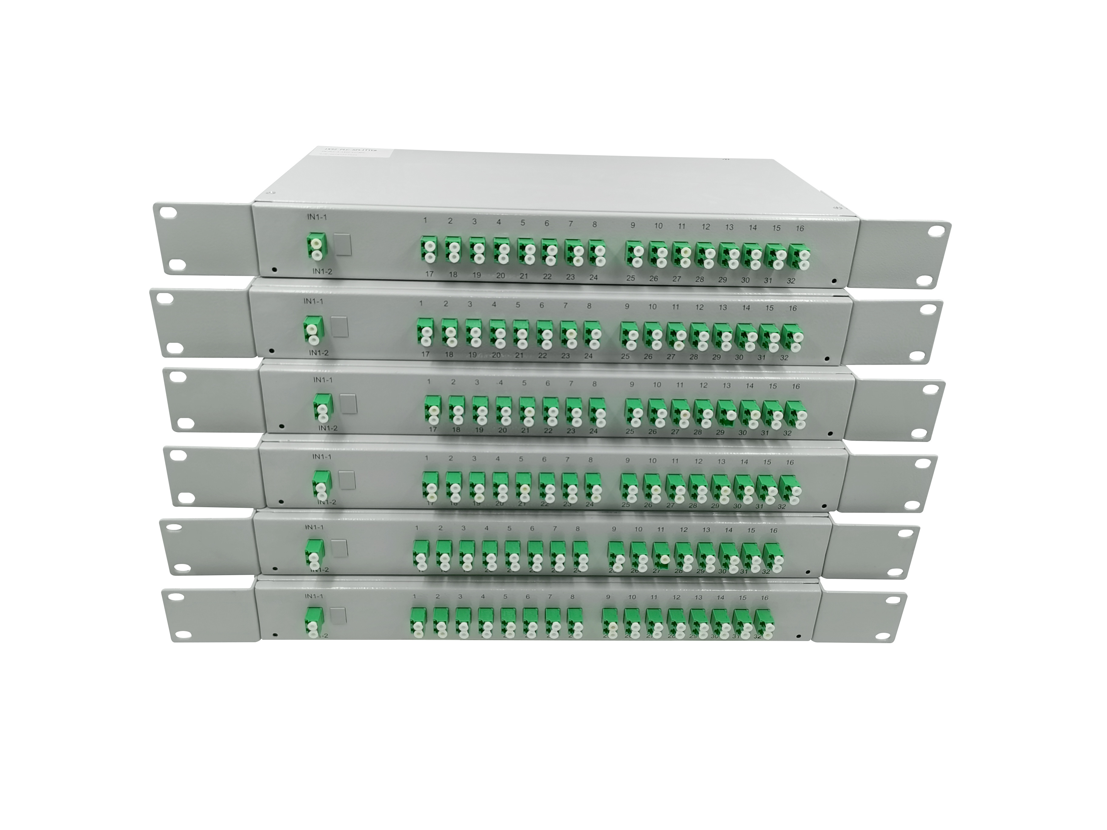 1U Rack Mount 1 × 32 SM Fiber Optic PLC Splitter 19 Inches LC / APC Connector