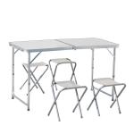 3 Position Aluminum Folding Outdoor Bar Table And Stools Camping Table And 4