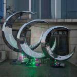 Abstract Mirror Moon Stainless Steel Sculpture Light Modern Home Design