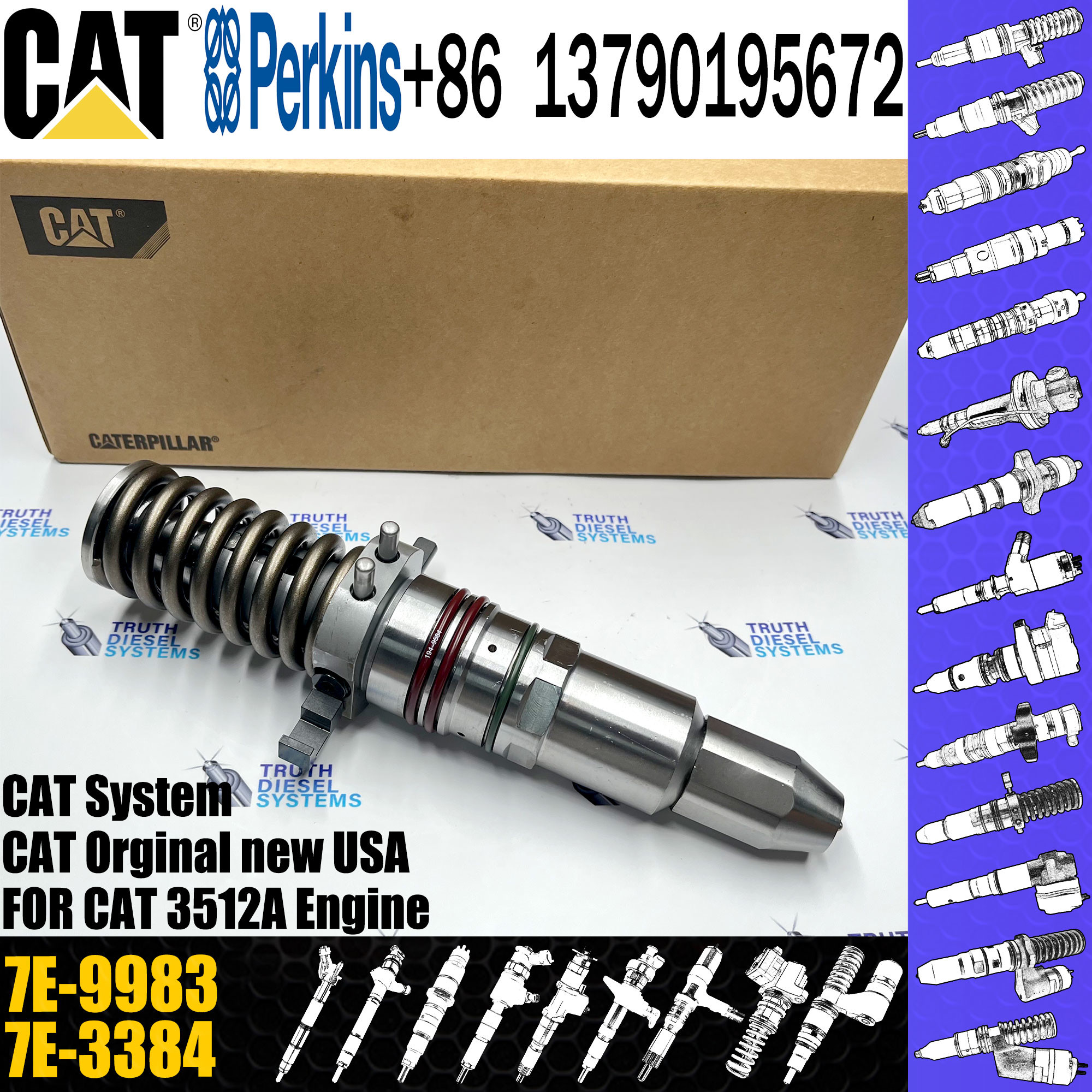 common rail injector 7E-9983 7E-3384 9Y-4544 7C-9577 0R-3883 7E-8836 for Caterpillar excavator engine