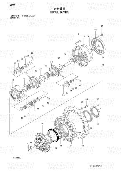 Buy cheap Hydraulic ZX200-3 Travel Final Drive Catalog For Excavators 9233692 9261222 from wholesalers