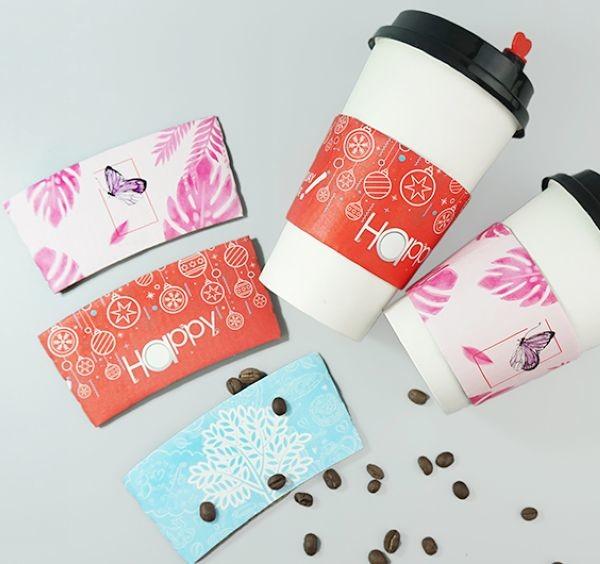 Buy cheap Biodegradable Paper Cup Sleeve 12oz Hot Coffee Food Grade Corrugated Kraft Paper from wholesalers