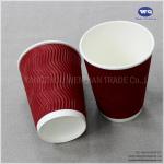 12oz Red Disposable LOGO Printed Ripple Wall paper Cups Personalised Paper