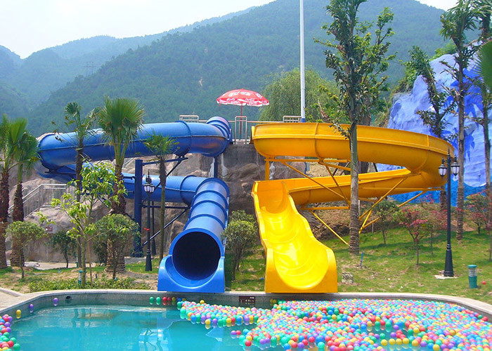 Custom Big Water Slides / Fiberglass Pool Slide For Aqua Park Playground