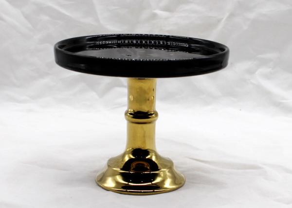 Buy cheap Handmade Ceramic Cake Stand Glazed Dolomite Black Cake Stand With Gold Feet from wholesalers