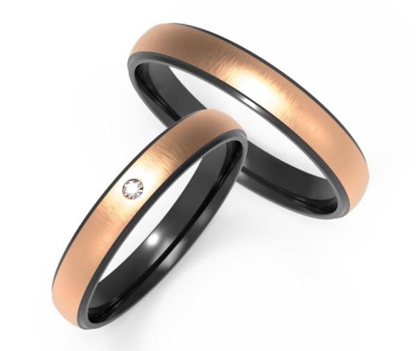 Buy cheap Rose Gold Fashion Men's Jewelry Set Zircon With Black Titanium Inside The Couple Ring from wholesalers