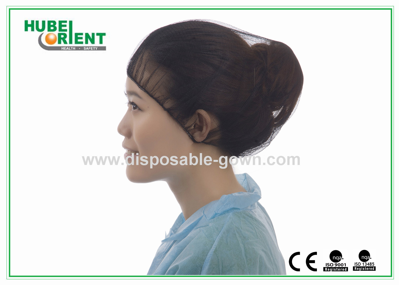 Nylon Mesh Disposable Head Cap Round Snood medical hair net with Elastic