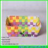 Buy cheap LDKZ-006 colorful woven strap tote rectangular storage basket bins,handmade storage container from wholesalers