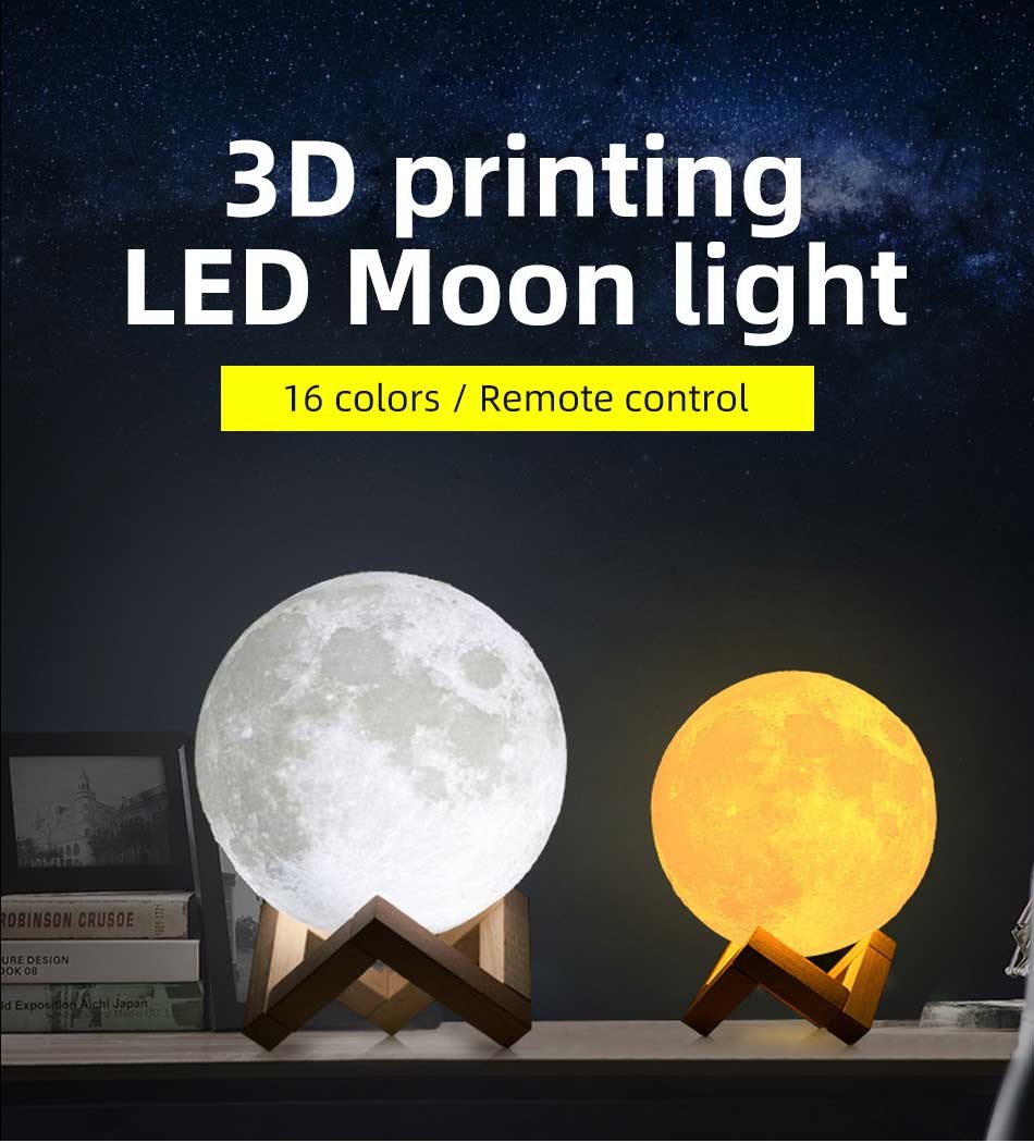 App Control Smart Moon Lamp 3D Print Multifunction For Christmas Gift