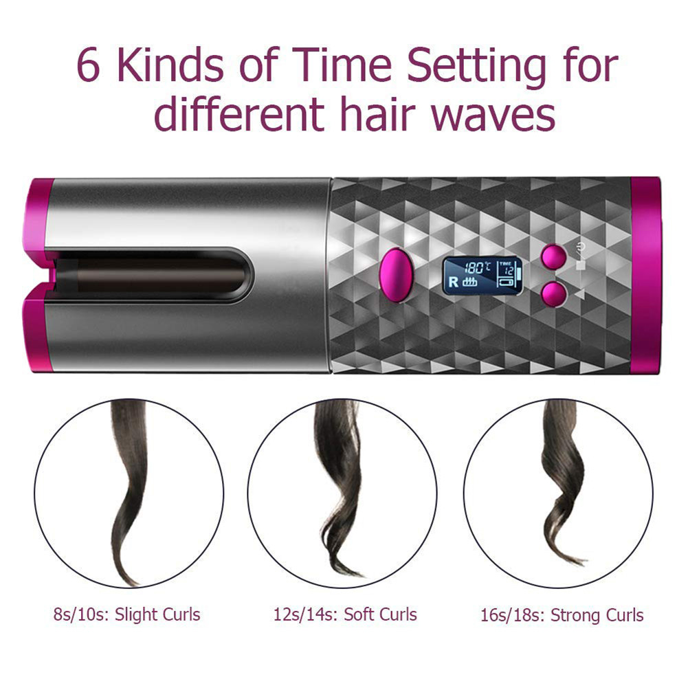 Cordless Auto Hair Curler USB Rechargeable Hair Curler For Women