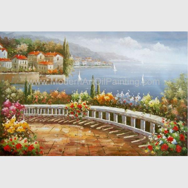Buy cheap Coastline Mediterranean Oil Painting Italy Landscape Oil Painting For Wall Decor from wholesalers