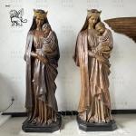 Bronze Religious Virgin Mary Statue Holding Child Life Size Queen Metal Holy