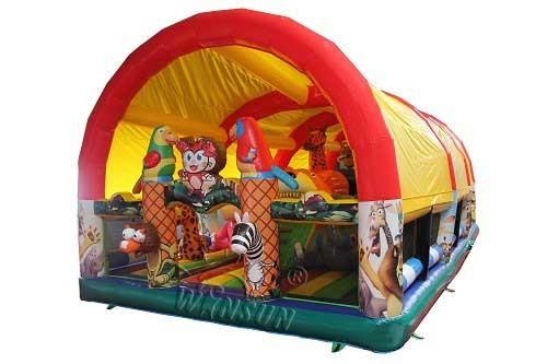 Buy cheap 0.9mm PVC Material Children'S Inflatable Bounce House Madagascar Style from wholesalers