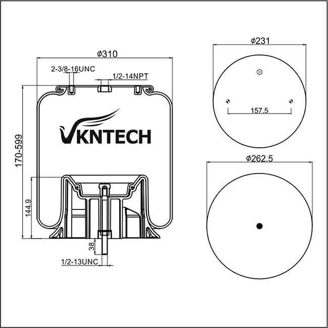 PETERBILT 03-07887 Trailer Air Springs Replace For Firestone W01-358-8852 Goodyear 1R12-568 VKNTECH 1K8852