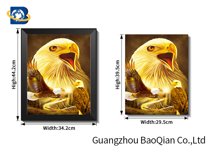Wall Decorative 3d Picture Of Eagle / Wolf Animal Frame Art , 3d Flipped Lenticular Printing