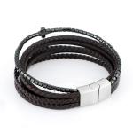 New Stainless Steel Leather Men's Leather Bracelet, European and American Trendy