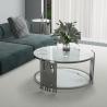 Buy cheap 90CM Wide Circle Metal Coffee Table Living Room With Tempering Glass Table Top from wholesalers