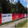 Buy cheap Anti Rusted Construction Fence Banners Backdrop 4 Sewing Lines Vivid Image from wholesalers