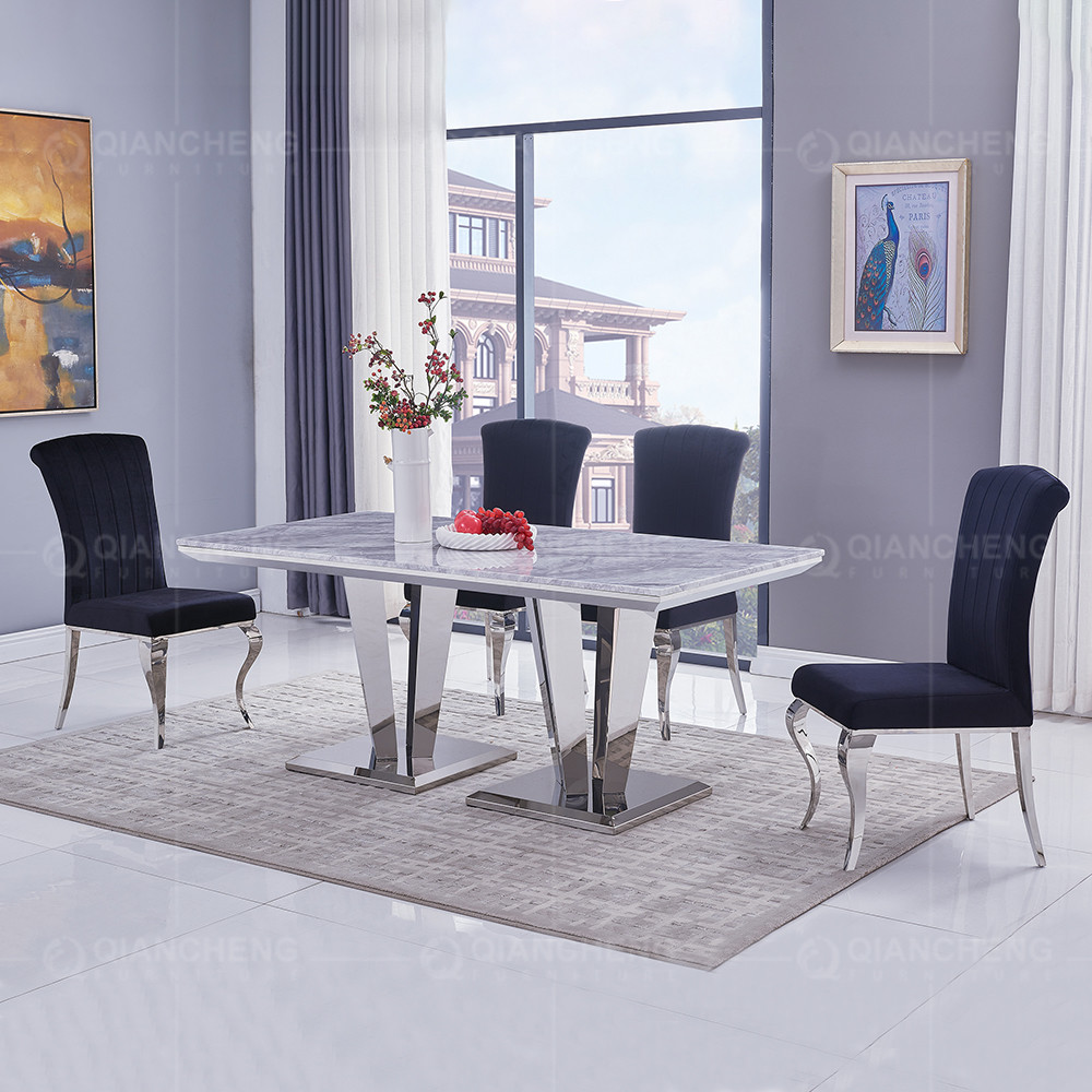 OEM Italian Living Room Furniture 36inch Stainless Steel Marble Dining Table